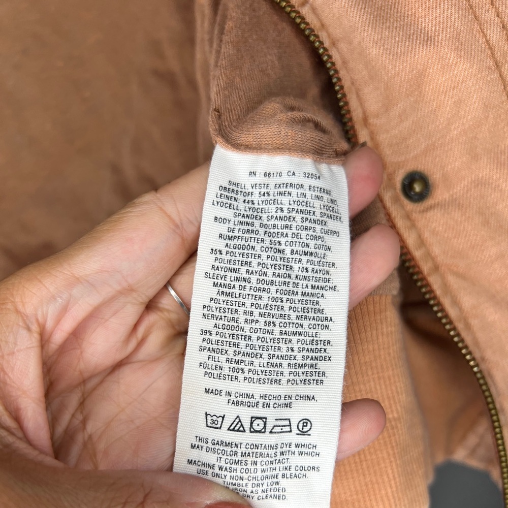 Anthropologie Hei Hei Itinerary Bomber Jacket Women's M peach Linen Blend Quilt - Picture 7 of 7